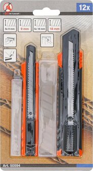 Set universele afbreekmessen mesbreedte 9 / 18 mm 4-dlg