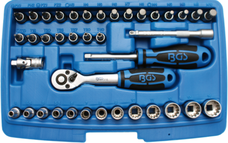 Dopsleutelset Gear Lock 6,3 mm (1/4) 38-delige