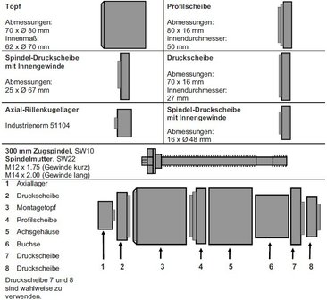 Silentlager gereedschapset voor BMW E38, E39 7-dlg