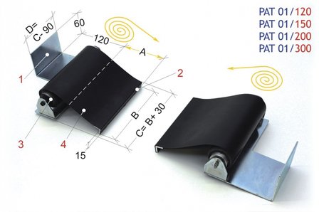 Rolgordijn voor spindels draaibank 2000mm, -3kg