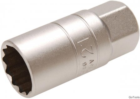 Bgs Technic Bougiedopsleutel met rubberring, twaalfkant 12,5 mm (1/2) 21mm