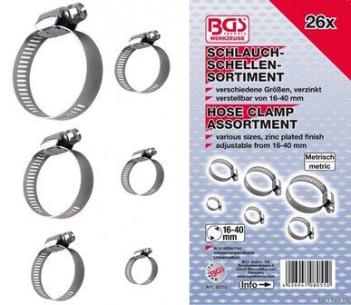 Bgs Technic Slangklem assortiment diameter 16 - 40 mm 26-dlg