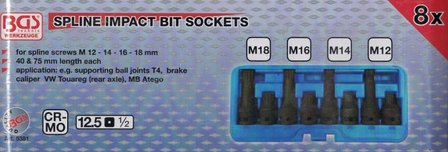 Bgs Technic Kracht Bit doppenset (1/2) schijf Spline 8 delig