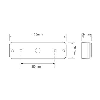 Achterlicht 12/24V 3 functies 135x38mm LED met houder zwart