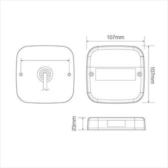 Achterlicht 12V 5 functies 107x107mm 8LED