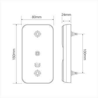 Achterlicht 12/24V 4 functies 80x150mm LED