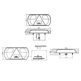 Achterlicht 6 functies 296x142mm 32LED links
