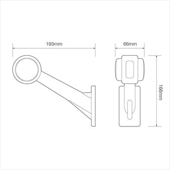 Breedtelicht 12/24V rood/wit 166x193mm LED links