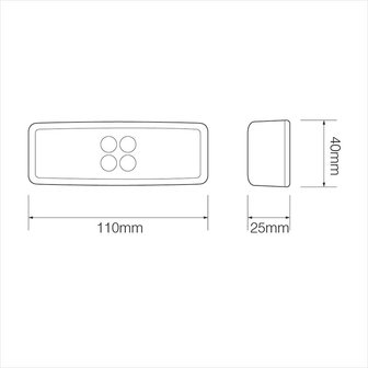 Markeringslamp 12/24V wit 110x40mm LED