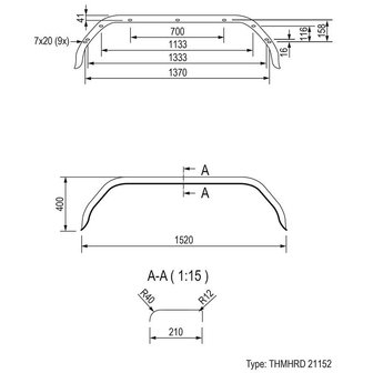 Spatscherm metaal tandemas 13/14 inch (21152)