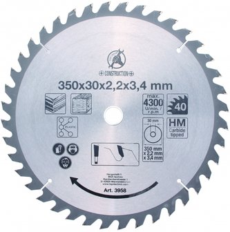 Bgs Technic Hardmetalen cirkelzaag Blade, diameter 350 mm