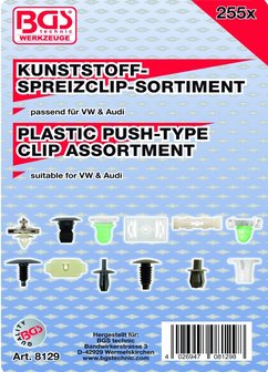 Bgs Technic Assortiment kunststof bekledingclips, 255 st