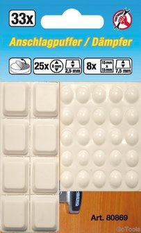 33-delige elastische stopper set, vierkant-achtig, wit, zelfklevend