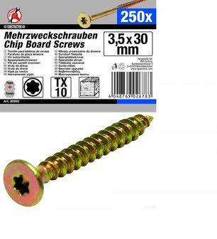 250-delige multifunctionele Schroeven, 3,5 x 30 mm, T10