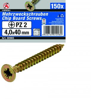 Multi purpose schroeven 4,0 x 40 mm, 150 delen