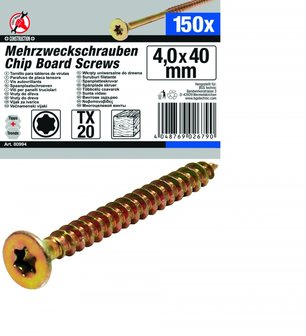 150-delige multifunctionele Schroeven, 4,0 x 40 mm, T20