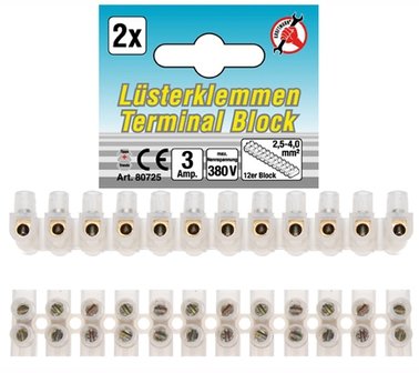 Kroonstenen 2,5 mm&sup2;  3 amp. 2 stuks blok van 12