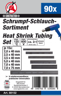 90-delige Shrink Tubing assortiment, zwart