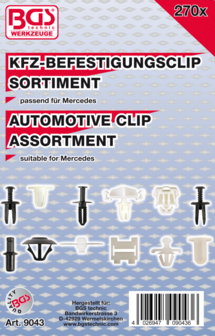 Bgs Technic Assortiment, bekledings clips voor Mercedes, 270-delig