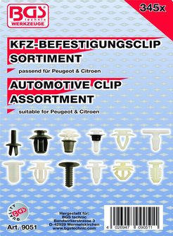 Bgs Technic Assortiment, bekledings clips voor Peugeot &amp; Citroen, 345-delig