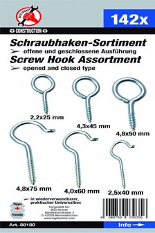 Assortiment schroefhaken/schroefogen 142-dlg