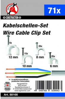 Bgs Technic Assortiment kabelclips, 71 stuks klemmen