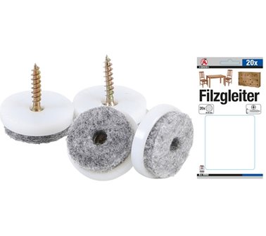 Bgs Technic Felt pad set met schroeven  Diameter 24 mm 20 delig.