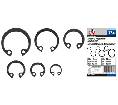 Bgs Technic Interne circlip assortiment  diameter 8 - 19 mm 78 stuks.