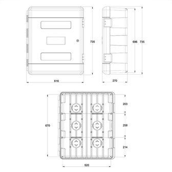 Gereedschapskast 75,0L / 27,0x61,6x73,5cm met 2 planken + cilinderslot