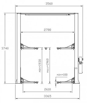 2 koloms hefbrug 4 t 230 v met bovenverbinding