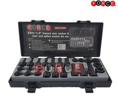 1/2 Krachtdoppenset Torx &amp; Spline 25-delig