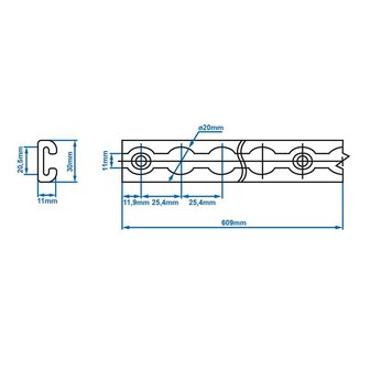 Bindrail aluminium 100cm