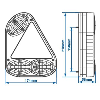 Achterlicht 5 functies 218x174mm rechts