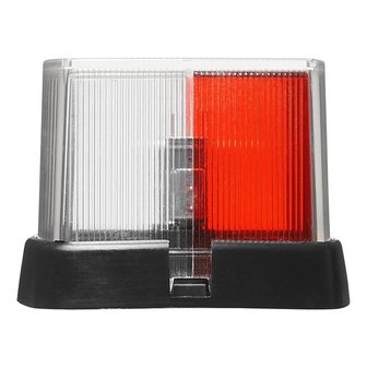 Breedtelicht rood/wit 66x62mm met reflector op houder