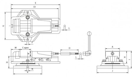 Mechanische freesklem extra grote bek opening 110mm