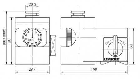 Magnetische nulpunt / hoogte instelapparaat 100 mm