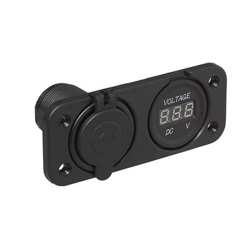 Inbouw kit: voltmeter 6-30V + USB poort dubbel type A 2x2100mA