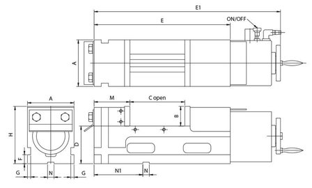 Pneumatische machineklem extra hoge klemkracht