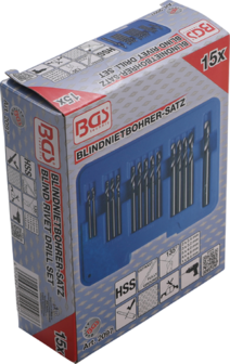 Bgs Technic Popnagelboor-set HSS 2.4 - 6.4 mm 15-dlg