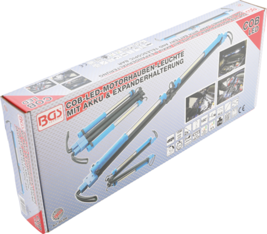 Bgs Technic COB-LED-motorkaplamp met accu & expanderhouder 2 COB-LED Werk-handlampen