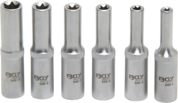 Bgs Technic Dopsleutelset E-profiel, diep 6,3 mm (1/4) E4 - E10 6-dlg