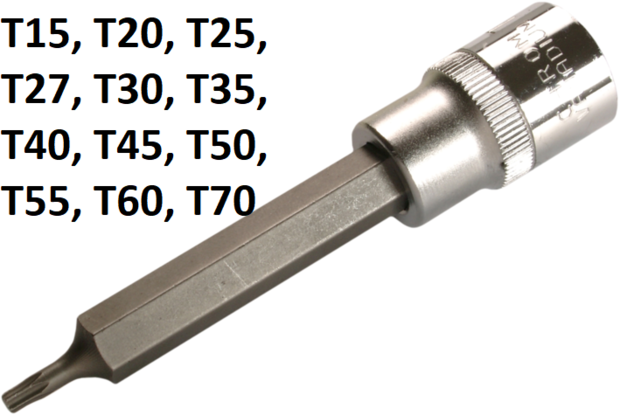 Bgs Technic Dopsleutelbit lengte 100 mm 12,5 mm (1/2) T-profiel (voor Torx) T15