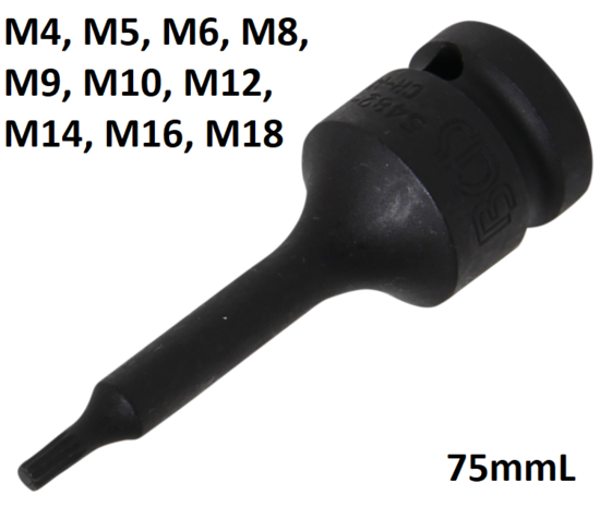 Bgs Technic Kracht dopsleutelbit (1/2) veeltand (voor XZN) M4-M18