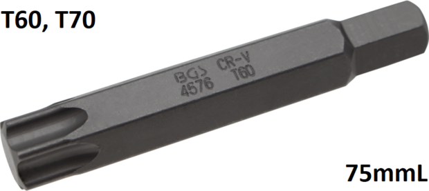 Bgs Technic Bit lengte 75 mm 14 mm buitenzeskant T-profiel (voor Torx) T60