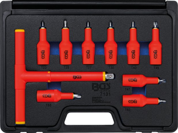 Bgs Technic VDE-dopsleutelbitset aandrijving binnenvierkant (1/2) T-profiel T20 - T55 10-dlg