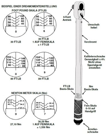 Momentsleutel 6,3 mm (1/4) 2 - 24 Nm