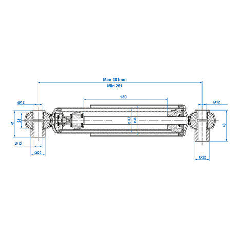 Schokdemper 900kg CC=250-380 set van 2 stuks