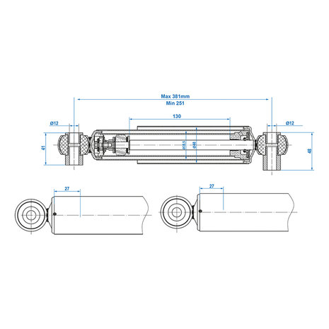 Schokdemper 1300-1800kg CC=250-380 set van 2 stuks