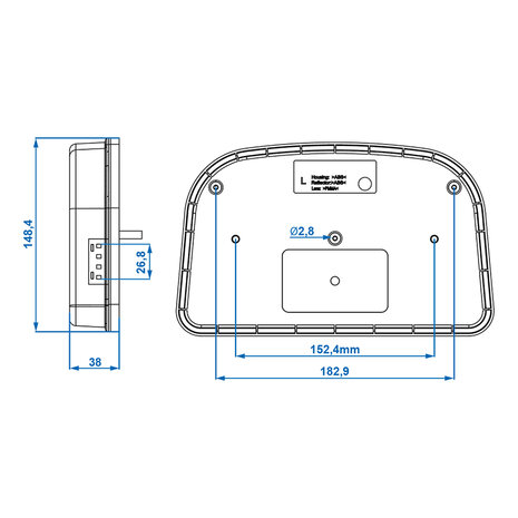 Achterlicht 6 functies 240x150mm LED links