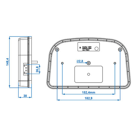 Achterlicht 6 functies 240x150mm LED rechts